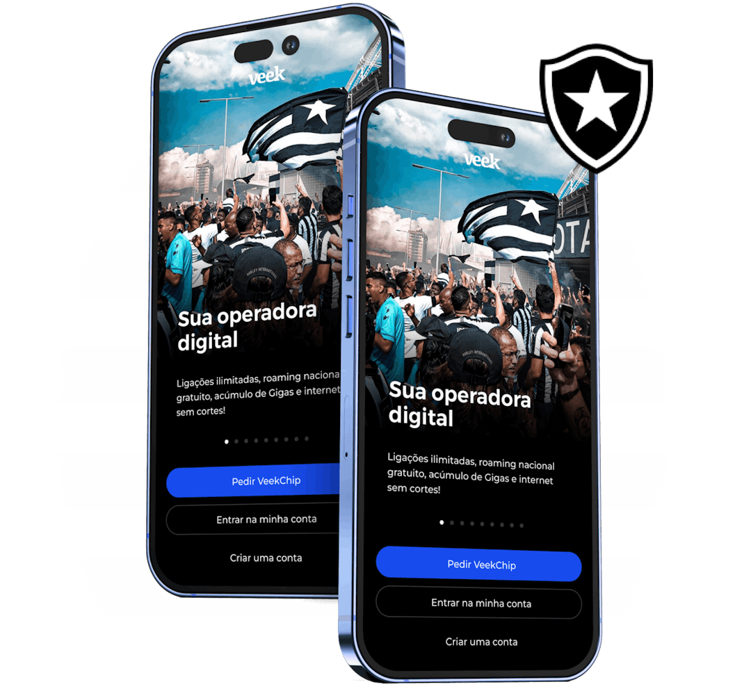 Smartphone com aplicativo Veek com tema do Botafogo